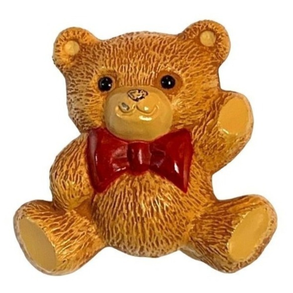 Hallmark Teddy Bear Pin Brooch Red Bow 1984‎ Vintage Cute Collectible Gift